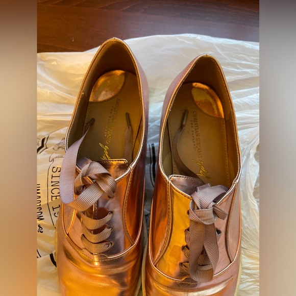 Blush Pink Metallic Christian Siriano for Payless Lace Up Oxfords US6 - Picture 4 of 11